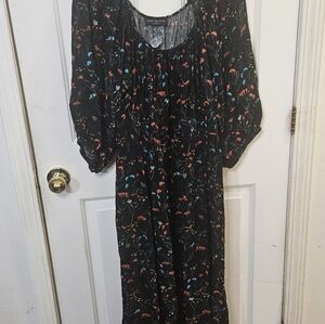 Lane Bryant Women's Floral Dress Size 18, Multicolored Bishop Sleeves NWT